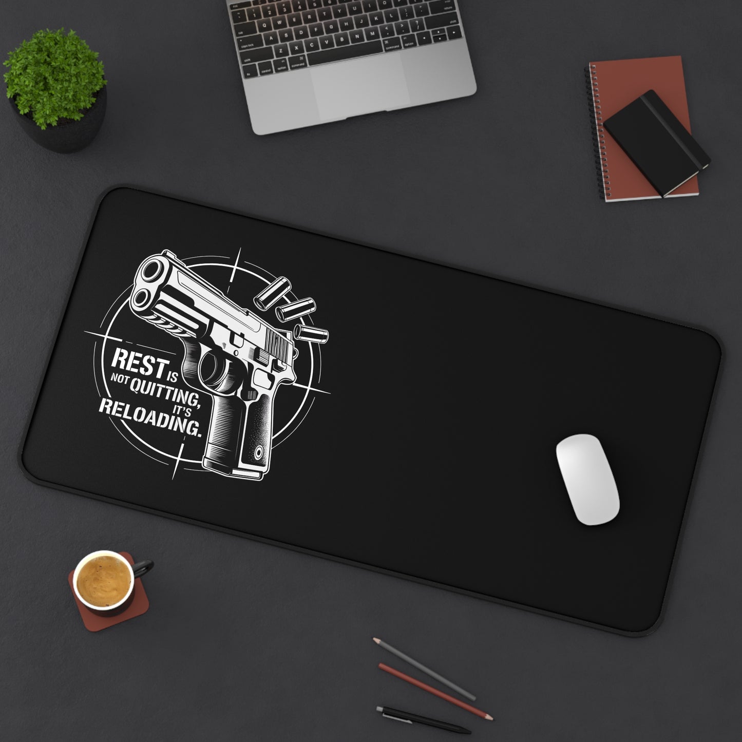 Reload Mode Desk Mat – Focus & Fire Edition | Pad 16"x32"