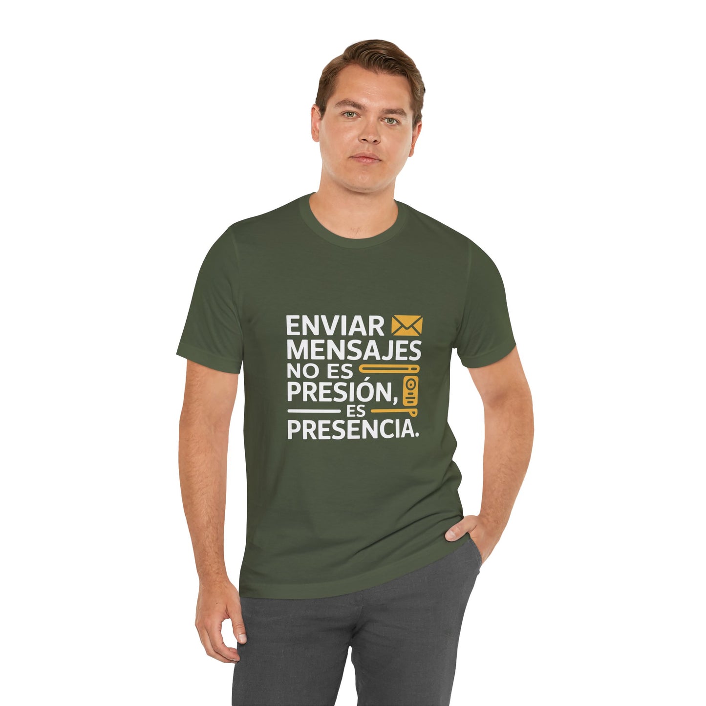 Sending Messages Isn’t Pressure — It’s Presence. Tee | Marketing Quote Shirt