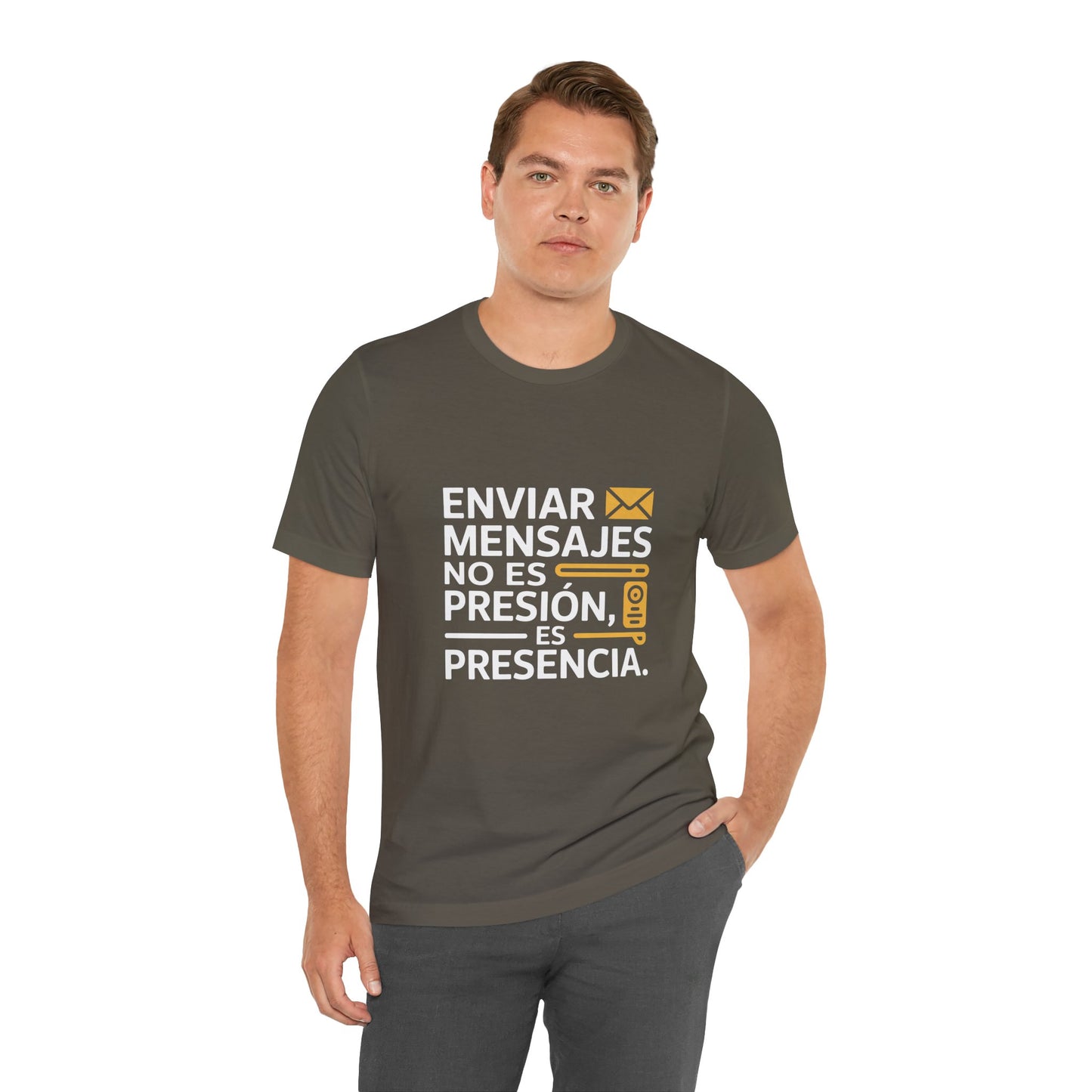 Sending Messages Isn’t Pressure — It’s Presence. Tee | Marketing Quote Shirt
